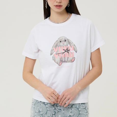 『VETEZE』 　ライジングラビットハーフ Tシャツ  (White)