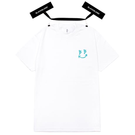 『BLACKBLOND』 　デビルスマイルロゴ半袖 Tシャツ(White)