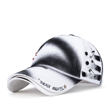 『BLACKBLOND』  theast sprayed custom double visor cap (White)