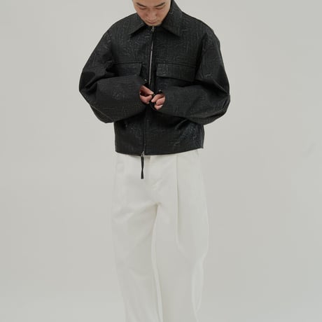 『HIFIFNK』  リンクルレザーオーバーサイズジャケット (Black)