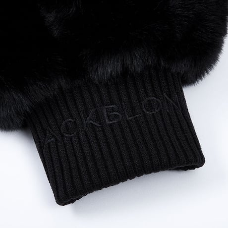 『BLACKBLOND』 　sprayed Smile logo fur hood jacket (Black)