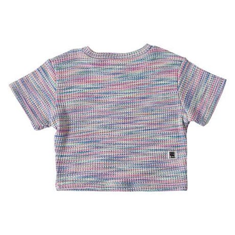『FREAKISH BUILDING』  マルチカラーワッフルショートスリーブクロップ Tシャツ (Pink)