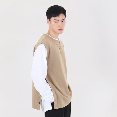 【再入荷10日予定】『 BY:L 』 　ラウンドオープンベスト  (Beige)