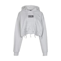 『8287 BY BLACKBLOND』  Center Logo Vintage Crop Hoodie (White)
