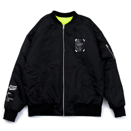 『BLACKBLOND』 リバーシブルオーバーサイズ MA1 ジャケット (Black/Neon)