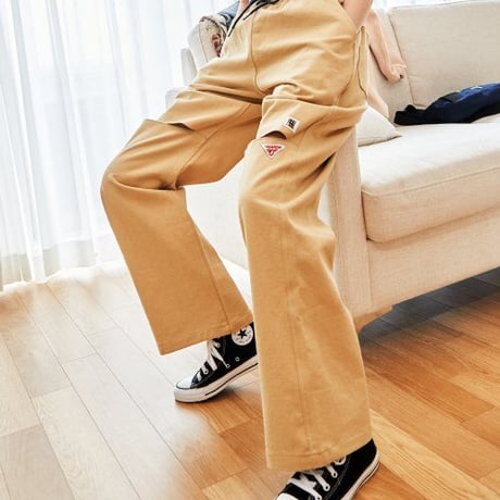 『FREAKISH BUILDING』 ピークスリットロングパンツ (Beige)