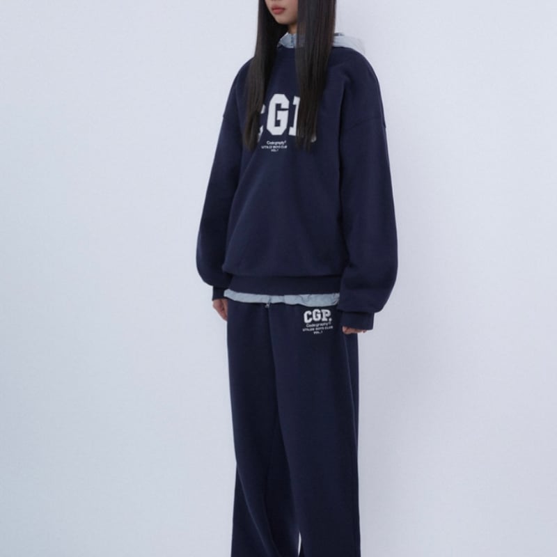 ★関税込★Codegraphy★ベロア素材 レーシング トレーナー★ Code:graphy』 アーチロゴスウェット (Navy) | 6LJStore