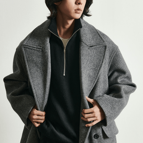 『 BY:L 』    ウールオーバーサイズダブルコート (Herringbone)
