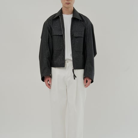 『HIFIFNK』  リンクルレザーオーバーサイズジャケット (Black)