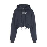 『8287 BY BLACKBLOND』  Center Logo Vintage Crop Hoodie (Charcoal)