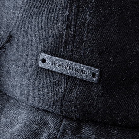 『BLACKBLOND』  ripped sprayed custom border graffiti logo bucket hat (Black)