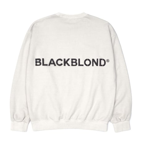 『BLACKBLOND』　ラフスマイルロゴカスタムピグメントスウェットシャツ (Ivory)