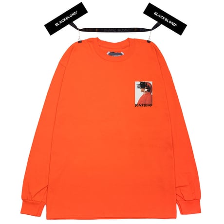 『BLACKBLOND』 　クラッシュドエラロングスリーブ Tシャツ (Orange)