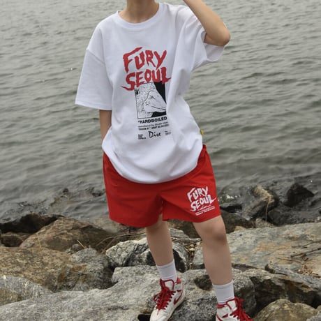 『OKENS SEOUL 』 Fury Seoul Signature Shorts Pants  (Red)