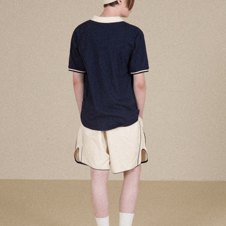 『VETEZE』 　オールドアイビークラシックカラーハーフ Tシャツ  (Navy)