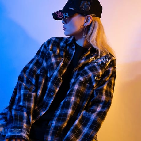 『BLACKBLOND』　No Sympathy Layered Check Shirt (White)