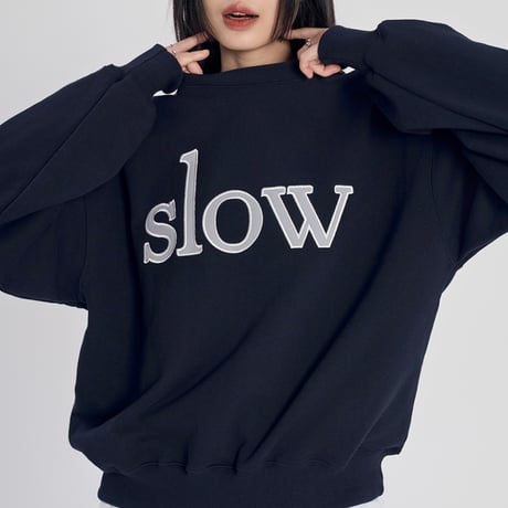 『SLOW RECORD HOUSE』　SLOW パッチスウェットシャツ (Navy)