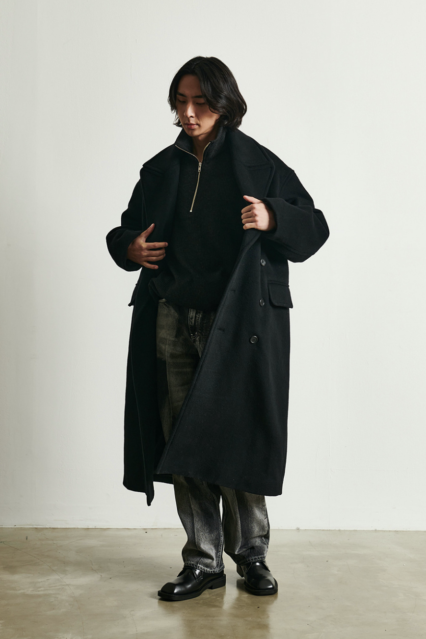 BY:L 』 ウールオーバーサイズダブルコート (Black) | 6LJStore BY:L 』 ウールオーバーサイズダブルコート (Black) | 6LJStore