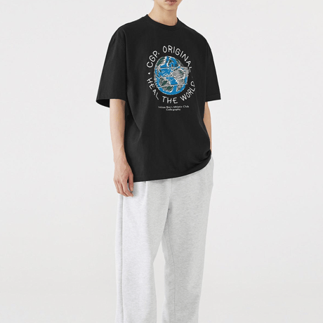 『Code:graphy』 　グリーンアースロゴ Tシャツ (Black)