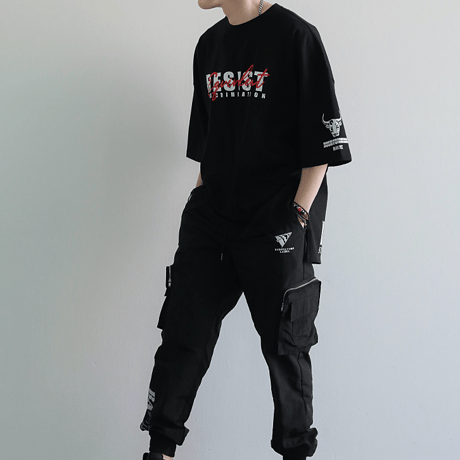 『BAUST』  シグネチャーロゴスカルショートスリーブ Tシャツ (Black)