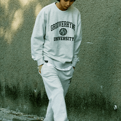 『grooverhyme』 ユニバーシティースウェットシャツ (Oatmeal Grey)