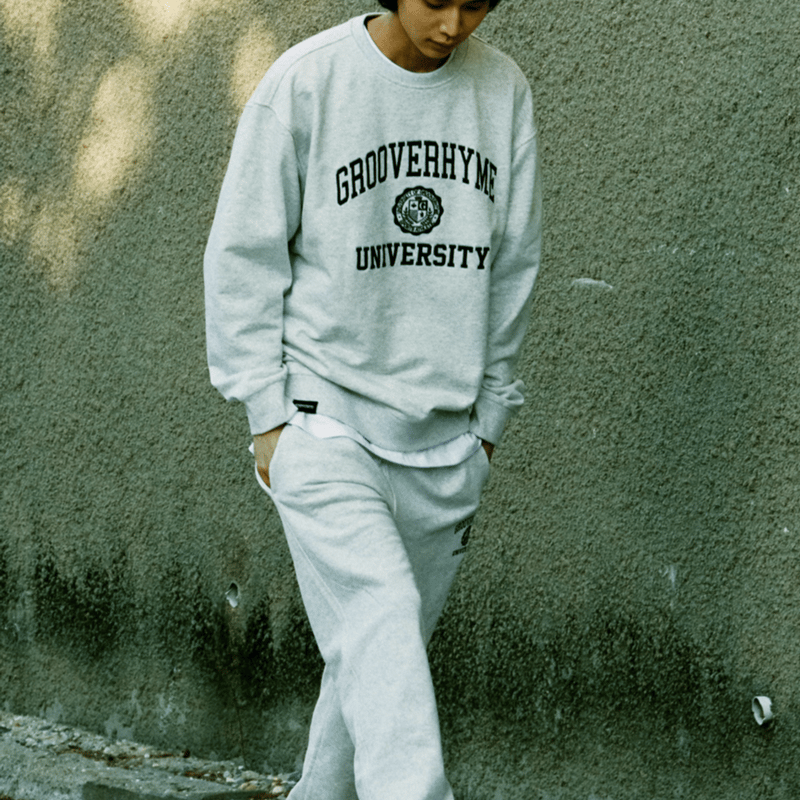 grooverhyme』 ユニバーシティースウェットシャツ (Oatmeal Grey