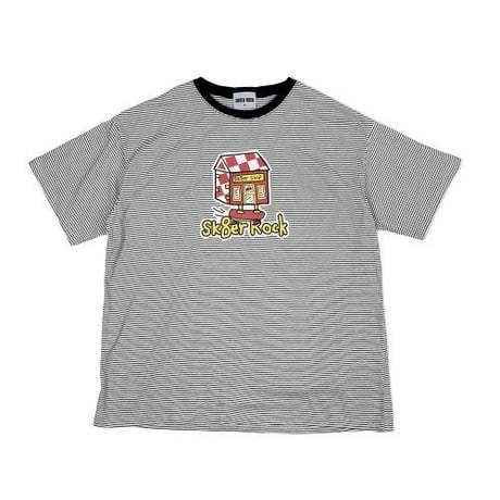 『SK8ER ROCK』 　SK8ショップストライプ半袖 Tシャツ (Black)