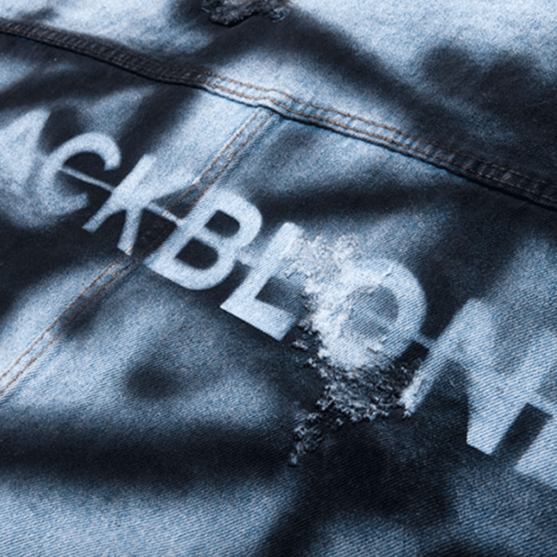 BLACKBLOND』 スプレーカスタムデニムジャケット (Light Blue) | 6