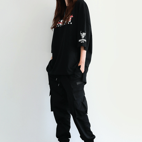『BAUST』  シグネチャーロゴスカルショートスリーブ Tシャツ (Black)