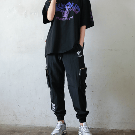 『BAUST』 ジッパーダブルポケットジョガーパンツ (Black)