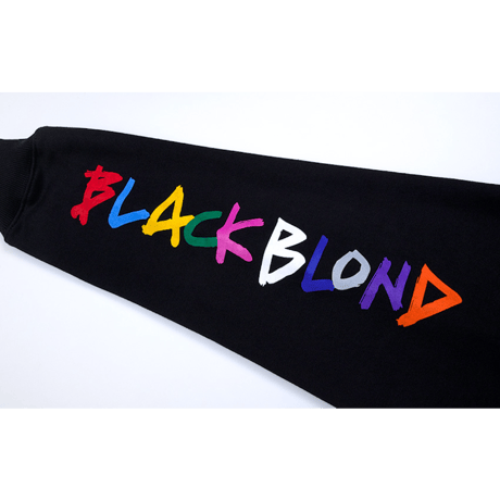『BLACKBLOND』 　レインボーグラフィティーロゴナンバーパーカー (Black)