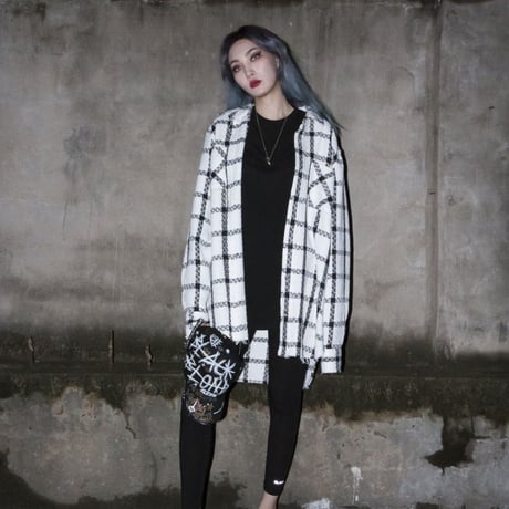 『BLACKBLOND』 BBD Plaid Tweed Shirt (White)