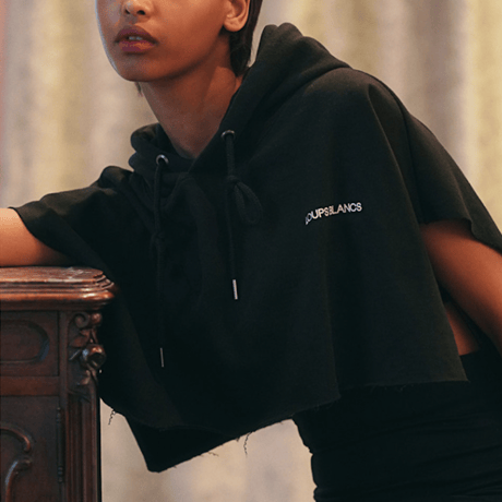 『LOUPS BLANCS』レイヤードフードボレロ (Black)