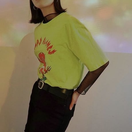 『LOUPS BLANCS』 ホットスタッフスケボーショートスリーブ Tシャツ (Neon)