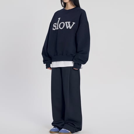 『SLOW RECORD HOUSE』　SLOW パッチスウェットシャツ (Navy)