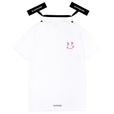 『BLACKBLOND』 　デビルスマイルロゴ半袖 Tシャツ(White)
