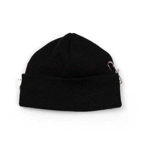『BLACKBLOND』    サイドパッチショートニットキャップ (Black)