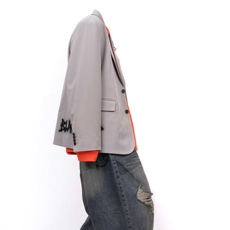『BLACKBLOND』　graffiti logo plercing blazer (Beige Grey)