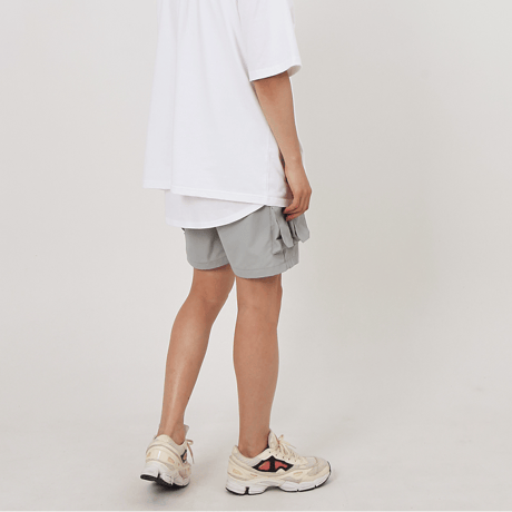 『 BY:L 』    マルチポケットカーゴショートパンツ (Grey)
