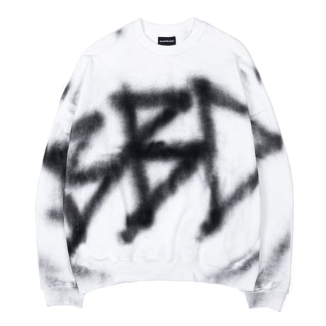 『BLACKBLOND』  sprayed custom crewneck sweatshirt (White)