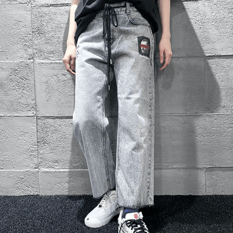 『BLACKBLOND』 　スチールブルータルクロップデニムパンツ (Gray)