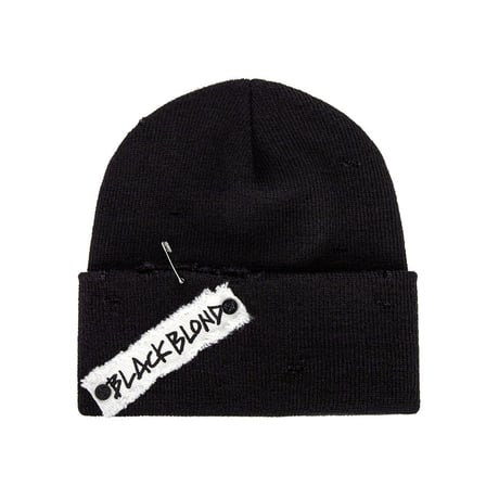 『BLACKBLOND』    ディスオーダーパッチニット帽 (Black)