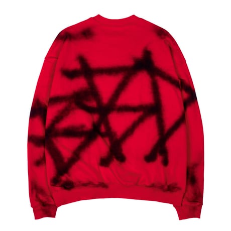 『BLACKBLOND』  sprayed custom crewneck sweatshirt (Red)