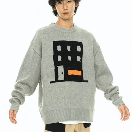 『FREAKISH BUILDING』 TANO KNIT SWEATER (Grey)