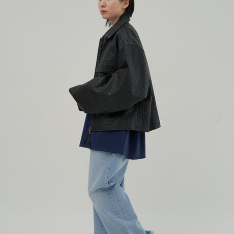 『HIFIFNK』  リンクルレザーオーバーサイズジャケット (Black)