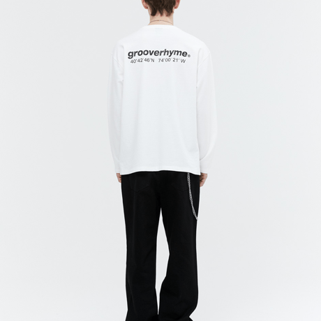 『grooverhyme』 　NYC ロケーションロングスリーブ Tシャツ (White)