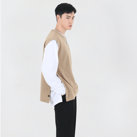 【再入荷10日予定】『 BY:L 』 　ラウンドオープンベスト  (Beige)