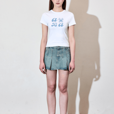 『VETEZE』 　ABA Star Ribbon Half Tshirt  (White)