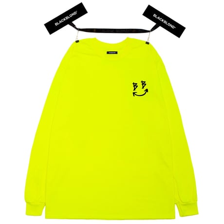 『BLACKBLOND』 　リフレクションクラシックスマイルロゴロングスリーブ Tシャツ (Neon)
