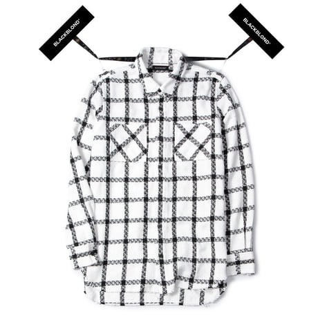 『BLACKBLOND』 BBD Plaid Tweed Shirt (White)